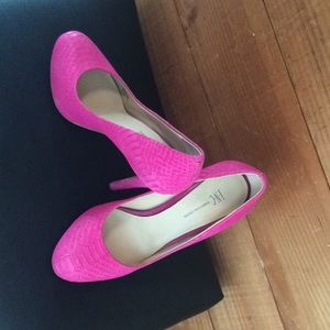 INC brand hot pink snakeskin stilettos